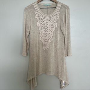 Maurices Long Sleeve Cream Boho Top